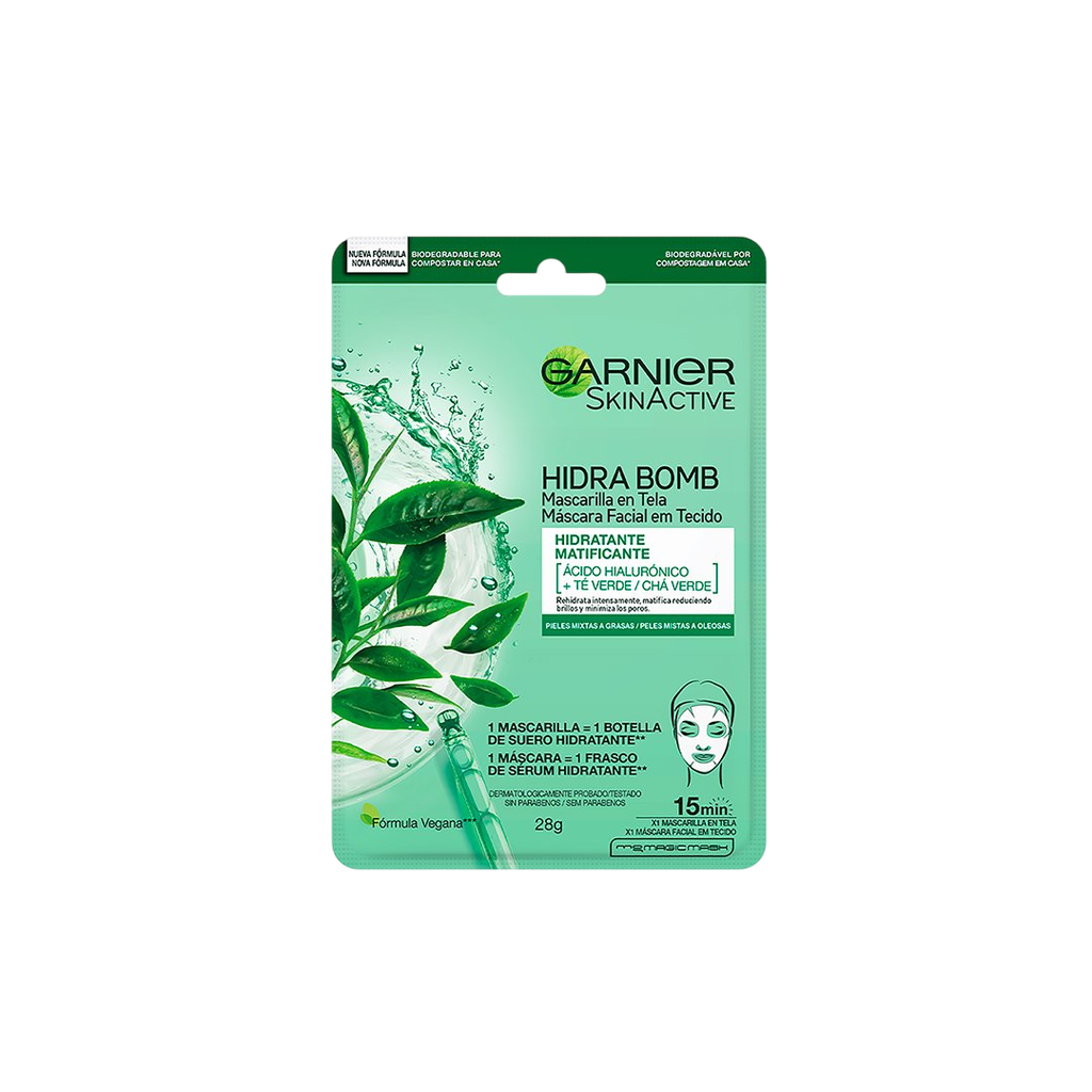 MASC FACIAL GARNIER SKINACTIVE TELA GREEN TEA SACHET X 32 GR