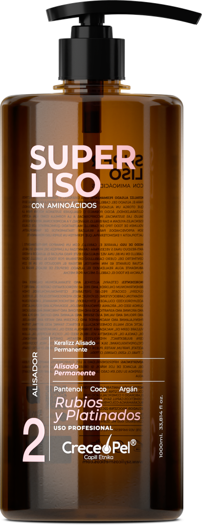 ALISADOR CRECEPEL AMINOACIDOS SUPER LISO RUBIO Y PLATINADO PASO 2 X 1000 ML