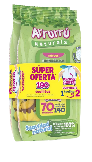 ARRURRU TOALLAS HUMEDAS ALOE VERA X190