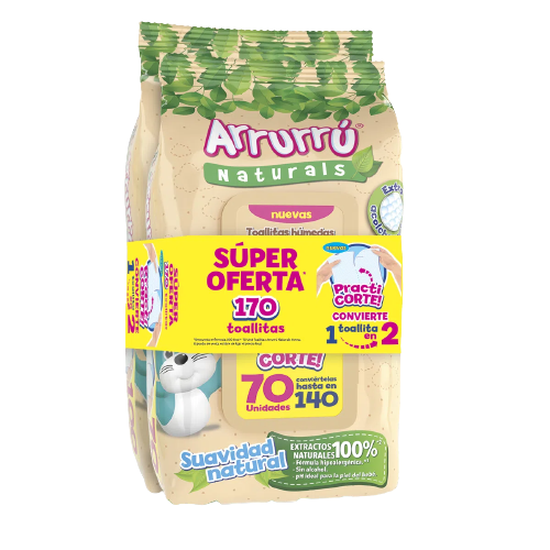 ARRURRU TOALLAS HUMEDAS AVENA SUPER OFER X170 UNI