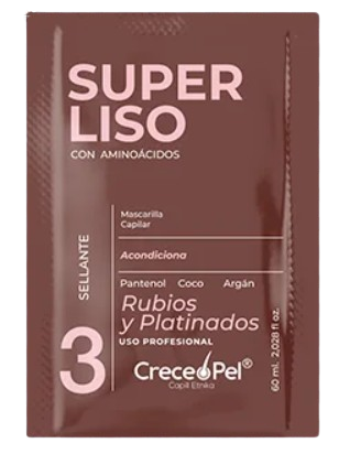 MASC CRECEPEL AMINOACIDOS SUPER LISO SELLANTE RUBIOS Y PLATINADOS PASO 3 X 60 ML
