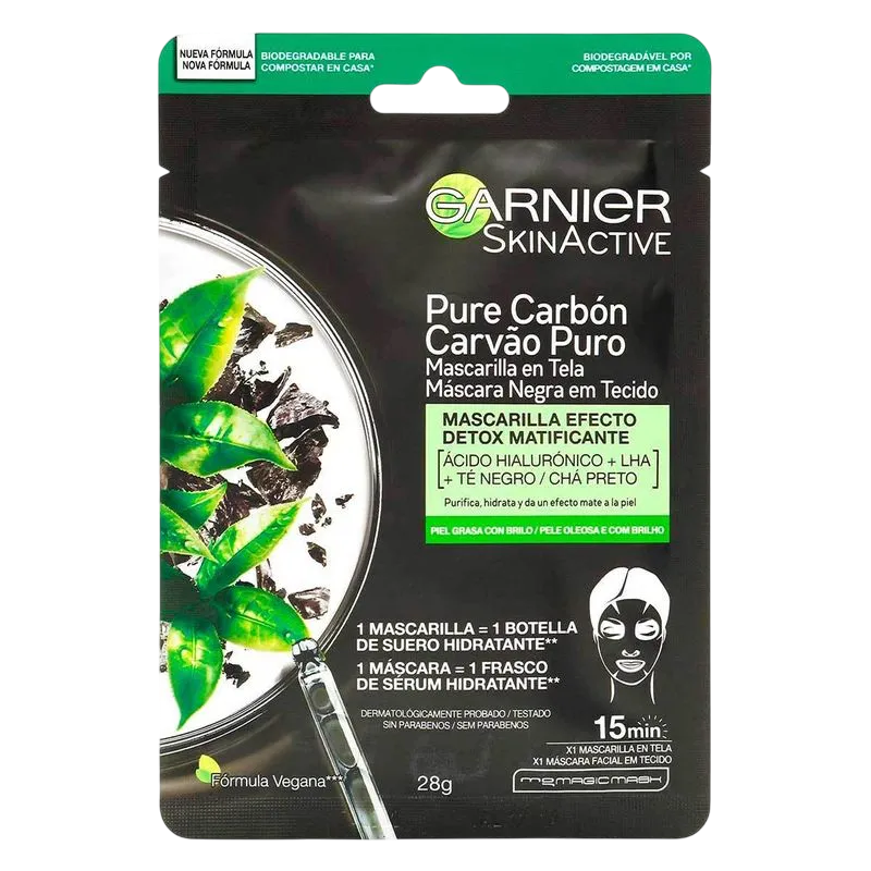 MASC FACIAL GARNIER SKINACTIVE TELA CARBON SACHET X 32 GR