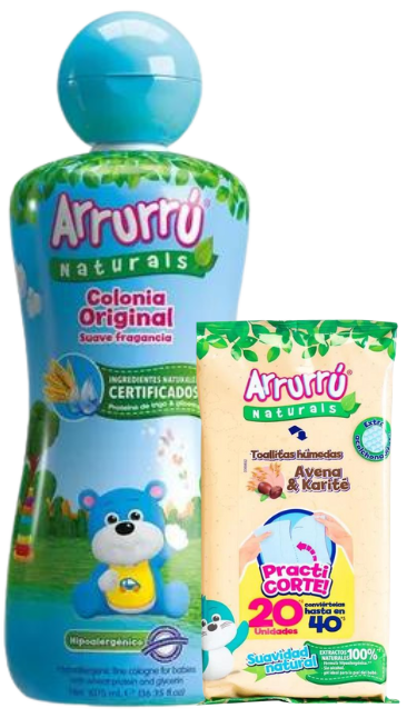 OF. COLONIA ARRURRU 1075ml AZUL+TOALLITAS AVENA