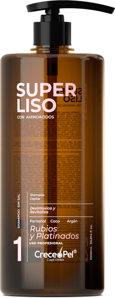 SHAMPOO CRECEPEL AMINOACIDO SUPER LISO RUBIO Y PLATINADO 1 X 1000 ML