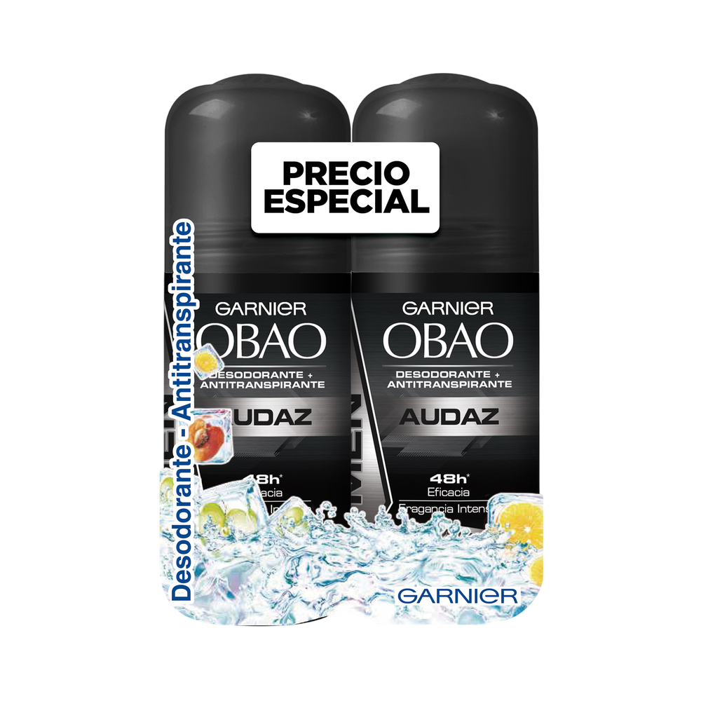 Pack Desodorante Garnier Obao Audaz For men x2