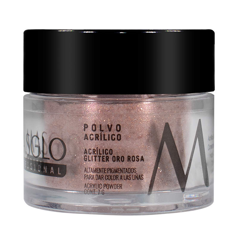 POLVO ACRILICO MASGLO GLITTER ORO ROSA X 7 G