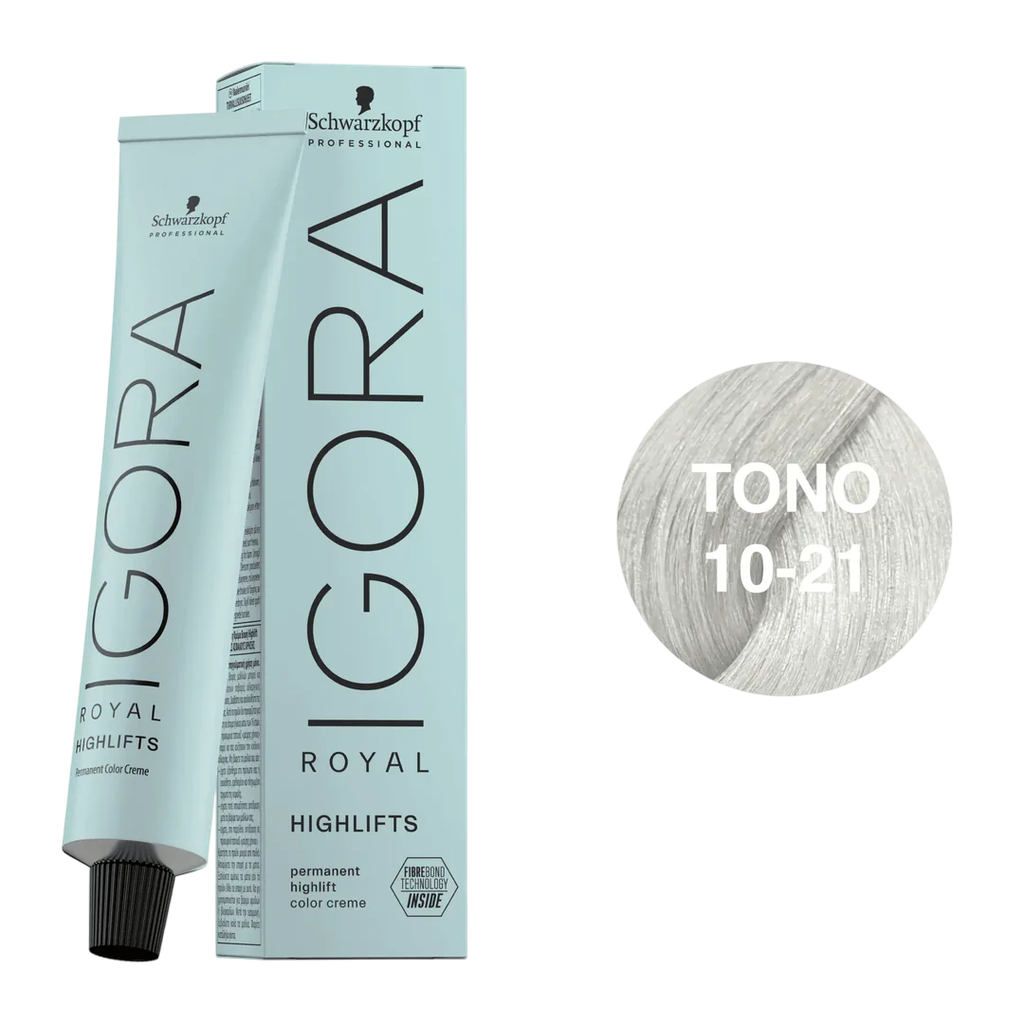 TINTE IGORA ROYAL 10-21 RUBIO PLATINO HUMO CENIZA X 60 ML
