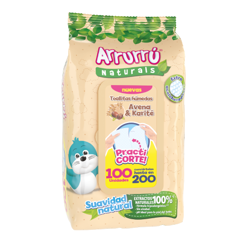 [59477048-0] ARRURRU TOALLAS HUMEDAS AVENA PRACTICORT X100