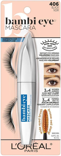 [24079921] MAscara de Pestañas Bambi A Prueba de Agua tono Black 0.28 fl oz LOreal Paris Maquillaje - SKU: K3717500