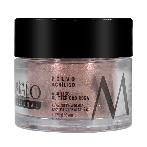 [24101110] POLVO ACRILICO MASGLO GLITTER ORO ROSA X 7 G